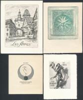 6 db külföldi ex libris:, rézkarc, papír, jelzett a karcon (Votlucka, Bötel, Sadwsvei, Vodzazka, Peixoto, André, 5×5-9×7 cm