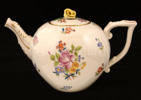 Herendi virág mintás hiányos teás készlet, kézzel festett, jelzett, hibátlan, összesen: 8 db