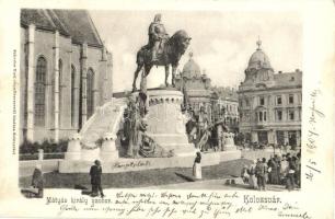 Kolozsvár, Cluj; Mátyás király szobor, kiadja Schuster Emil / statue