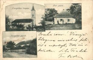 Sókút, Sol; Evangélikus templom, evangélikus paplak, posta / church, rectory, post office (ázott sarkak / wet corners)