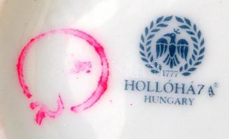 Virágmintás Hollóházi váza, matricás, jelzett, hibátlan, m: 17 cm