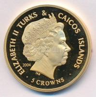 Turks- és Caicos szigetek 2004. 5K aranyozott Cu-Ni &quot;II. Erzsébet / Koronaékszerek - Szent Eudárd koronája&quot;  T:PP ujjlenyomat Turks &amp; Caicos Islands 2004. 5 Crowns gilded Cu-Ni &quot;Elisabeth II / The Crown Jewels - St. Edwards Crown&quot; C:PP fingerprint