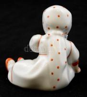 Zsolnay kislány korsóval, kézzel festett, jelzett, hibátlan, m: 8 cm