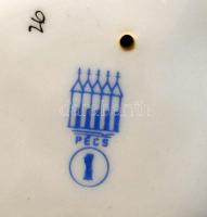 Zsolnay kislány korsóval, kézzel festett, jelzett, hibátlan, m: 8 cm