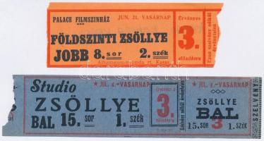 1942-1943 9 db mozijegy(Pátria, Rialto, Kamara, Studio, Palace)