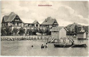 Balatonföldvár, Strand, hotel, kiadja Gerendai Gyula (vágott / cut)