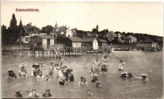 Balatonföldvár, Strand, fürdőzők, kiadja Gerendai Gyula (vágott / cut)