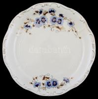 Zsolnay búzavirág mintás étkészlet, kézzel festett, egy tányéron máz alatti hajszálrepedésekkel, egy...