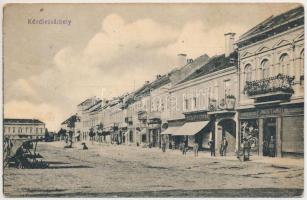 Kézdivásárhely, Targu Secuiesc; Fő tér, Jancsó F. Lajos, Ifj. Dávid István és Wertán István üzlete, kiadja Turóczi István / main square and shops