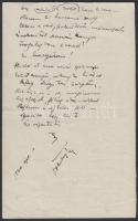 1930 Ortutay Gyula (1910-1978)  "Fehér kis nyirfa" című fitalakori versének autográf, aláí...