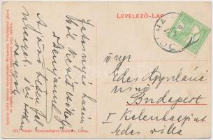 Dolha, Dovhe; Rákóczi tér és emlékmű, hátoldalon Ignáczy Géza fényképész reklámja, kiadja Kerschenba...