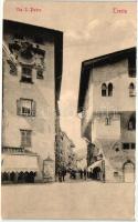 Trento, (Südtirol, Tirol); Via S. Pietro, Deposito Vestiti Fatti / street, shops, poster of "Rabbi"