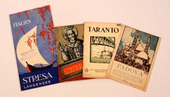 cca 1920-1930 Olaszországgal kapcsolatos utazási prospektusok(Stresa, S.Nicola di Bari, Taranto, Padova), 4 db