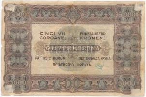 1920. 5000K "Orell Füssli Zürich" piros sorozat- és sorszám T:III- / 
Hungary 1920. 5000 ...