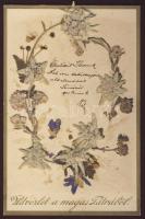 1900 Üdvözlőkártya a Magas Tátrából havasi gyopár és száraz virág díszítéssel