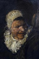 Jelzés nélkül: Gazdasszony bagollyal. Olaj, vászon, festék lepattanással, 68×58 cm