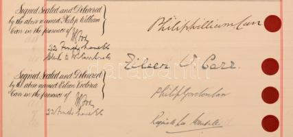 1923 Angol hozománylevél nagy összegű szignettákkal / marriage settlement