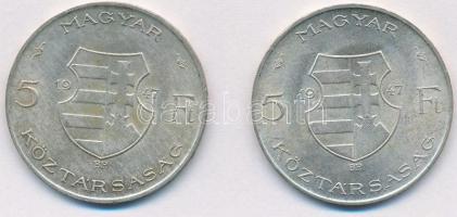 1947. 5Ft Ag "Kossuth" (2x) T:2,2-