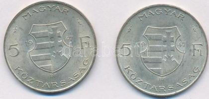 1947. 5Ft Ag "Kossuth" (2x) T:2
Adamo P8.1