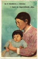 'Az ő életükért, a békéért - harc az imperialisták ellen' kiadja a Magyar Nők Demokratikus Szövetsége, kommunista propaganda lap / Hungarian communist propaganda postcard (EB)