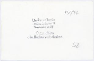 cca 1960-1970 Linzbauer Tamás: A keszthelyi vasútállomás utcafrontja, pecséttel jelzett, 9x14 cm