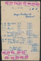 1946 Bp., 2 db számla sok illetékbélyeggel