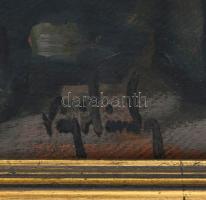 Vágó Sándor (1887-1946): Asszonyok a templomnál. Olaj, vászon, jelzett, keretben, 51×67 cm