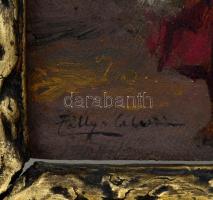 Pállya Celesztin (1864-1948): Vásárban. Olaj, fa, jelzett, keretben, 16×13 cm