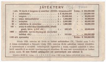 Budapest ~1926. "Fehér Kereszt sorsjegy" 5000K értékben, a Fehér Kereszt Országos Lelenchá...