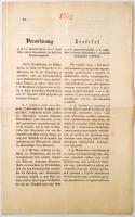 1860 Az Úrbéri rendelet végrehajtása tárgyában született rendelet a Pest-Buda környéki földekre vonatkozóan. Cseh aláírással 4 oldal.