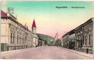 Nagyszőlős, Vynohradiv; Werbőczi utca, Kereskedelmi Bank, kiadja Deutsch J. / street, bank