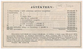 Budapest 1925. "Arany Sorsjegy" 10.000K értékű sorsjegye a "Magyar Nagyothallók Orszá...