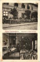 Adony-Pusztaszabolcs, Vasúti pályaudvari vendéglő éttermei, belső, kiadja Rajcsányi Mihály vasúti vendéglős (EK)