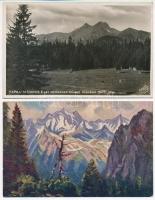 Tátra, Vysoke Tatry; Kistarpataki völgy, késmárki itató, fogaskerekű - 5 db régi képeslap / mountains, valley, funicular - 5 pre-1945 postcards, inculuded photos