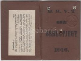 1916 BKVT Havi Bérletjegy, fényképpel, bélyegekkel.