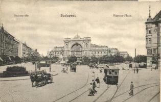 Budapest VII. Baross tér, Keleti pályaudvar, villamosok, gazdasági gépek üzlet (r)