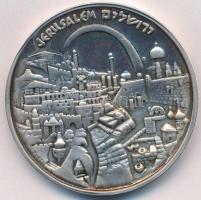 Izrael ~1996. &quot;Jeruzsálem&quot; peremen jelzett, számozott Ag emlékérem (62,53g/50mm) T:PP felületi karc Israel ~1996. &quot;Jerusalem&quot; on the edge hallmarked, numbered Ag commemorative medallion (62,53g/50mm) C:PP slightly scratched