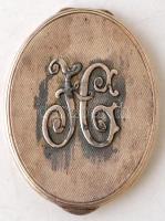 Régi fém pudrié tükörrel, monogrammal, 8×6 cm