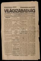 1919 Világszabadság. 1919 Junius 26., XVII. évfolyam 85 szám. A szocálista-kommunista földmivesek lapja. A szélei szakadozottak.