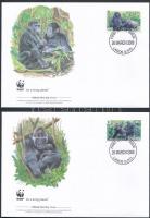 WWF: Mountain gorilla set on 4 FDC WWF: Hegyi gorilla sor 4 db FDC-n