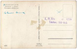 Szeleczky Zita (1915-1999) színésznő aláírása őt magát ábrázoló fotólapon