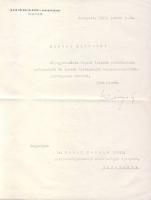 1943 Bárányos Károly földművelésügyi miniszter aláírása levélen