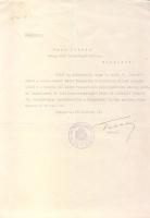 1937 Teleki Pál miniszterelnök, tudós aláírása levélen