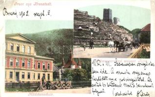 Brassó, Kronstadt, Brasov; Leányiskola, fekete és fehér torony, kiadja H. Zeidner / girls school, black and white towers (EB)