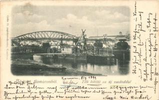 1899 Komárom, Komárno; Téli kikötő az új vashíddal, kiadja Czike D. / winter port with the new iron bridge