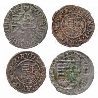 4db-os vegyes magyar denár tétel, közte "I. Mátyás", "Rudolf" T:2-,3 patina