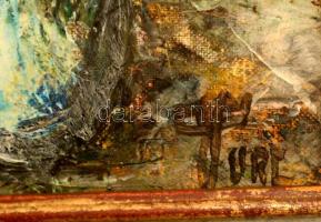 Fa képkeret nyomattal, apró hibákkal, belső:28×22 cm, külső: 42×36 cm