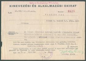 1949 Ortutay Gyula író. oktatási miniszter aláírása kinevezésen