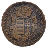 1763. Rézdénár "Mária Terézia / zárt korona" T:2,2- Huszár: 1756., Unger III.: 1278