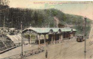 Budapest XII. Zugliget, Villamos végállomás, kiadja Schwarz J. (vágott / cut)